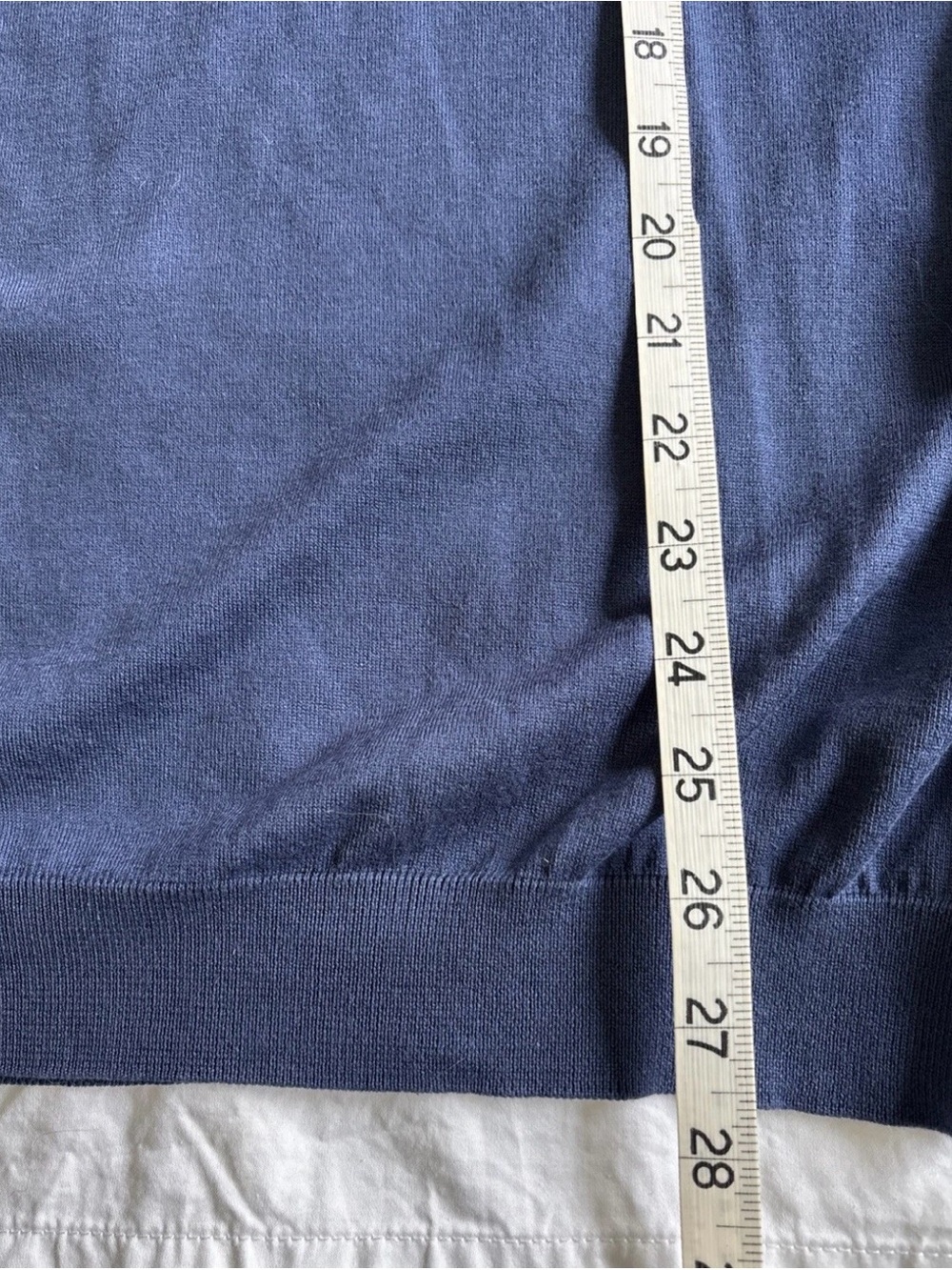 Brunello Cucinelli 💯 Cotton V Neck Navy Sweater with Contrast Trim Sz 54/XL - Picture 10 of 11